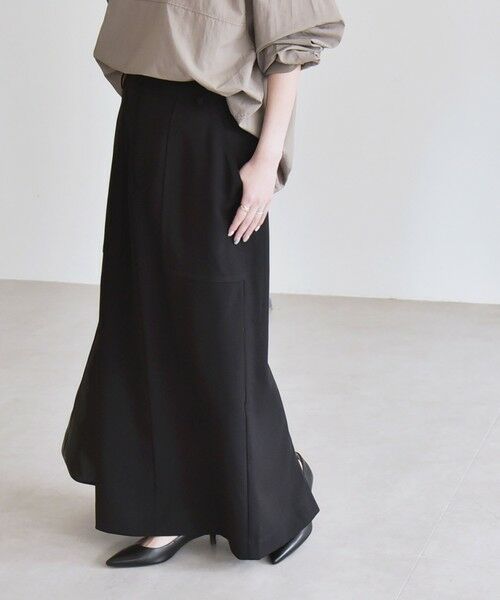 SHIPS / シップス ロング・マキシ丈スカート | quaranciel:〈洗濯機可能〉ウーステッド ステッチ Iライン ロング スカート | 詳細24