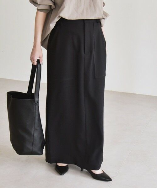 SHIPS / シップス ロング・マキシ丈スカート | quaranciel:〈洗濯機可能〉ウーステッド ステッチ Iライン ロング スカート | 詳細27
