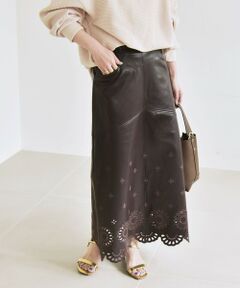 SHIPS / シップス ミニ・ひざ丈スカート | quaranciel: フラワー 刺繍 バック スリット ロング スカート