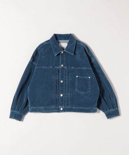 SHIPS / シップス ブルゾン | quaranciel:〈洗濯機可能〉コットン ベロア インディゴ ボリュームスリーブ ショート ブルゾン | 詳細11