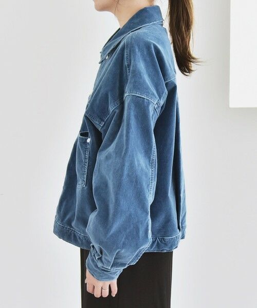 SHIPS / シップス ブルゾン | quaranciel:〈洗濯機可能〉コットン ベロア インディゴ ボリュームスリーブ ショート ブルゾン | 詳細21