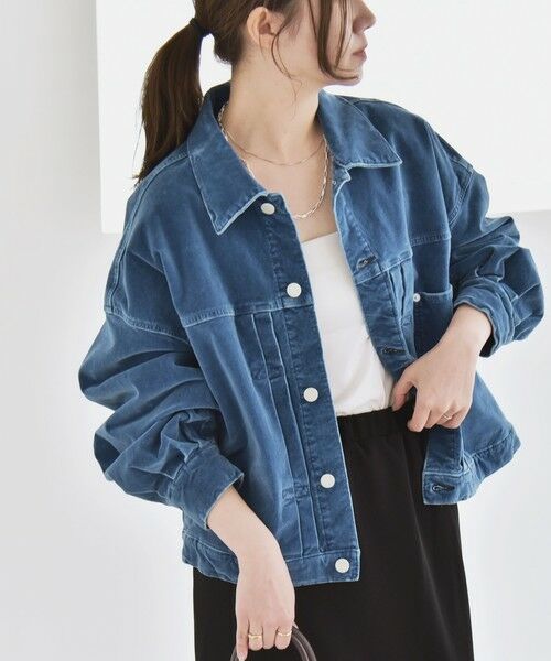 SHIPS / シップス ブルゾン | quaranciel:〈洗濯機可能〉コットン ベロア インディゴ ボリュームスリーブ ショート ブルゾン | 詳細3