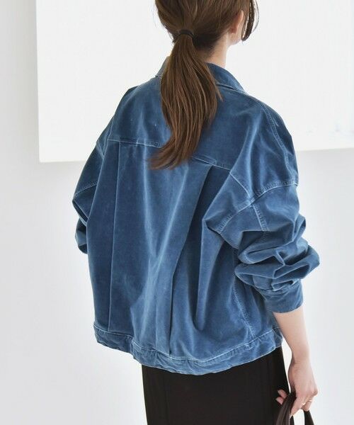 SHIPS / シップス ブルゾン | quaranciel:〈洗濯機可能〉コットン ベロア インディゴ ボリュームスリーブ ショート ブルゾン | 詳細5