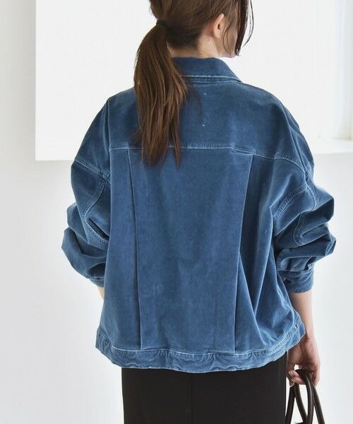 SHIPS / シップス ブルゾン | quaranciel:〈洗濯機可能〉コットン ベロア インディゴ ボリュームスリーブ ショート ブルゾン | 詳細6