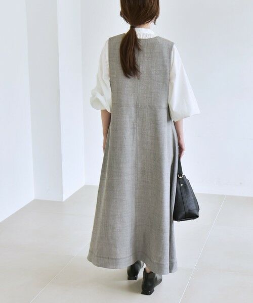 SHIPS / シップス ロング・マキシ丈ワンピース | quaranciel:〈洗濯機可能〉ウーステッド ステッチワーク ポケット フレア Vネック ワンピース | 詳細3