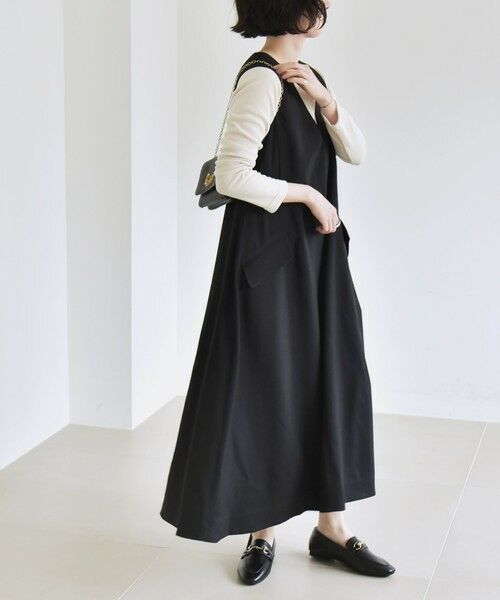 SHIPS / シップス ロング・マキシ丈ワンピース | quaranciel:〈洗濯機可能〉ウーステッド ステッチワーク ポケット フレア Vネック ワンピース | 詳細20