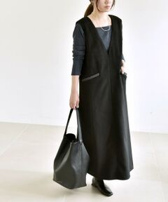 SHIPS / シップス ロング・マキシ丈ワンピース | quaranciel: ジャージー メルトン Vネック ジャンパー スカート