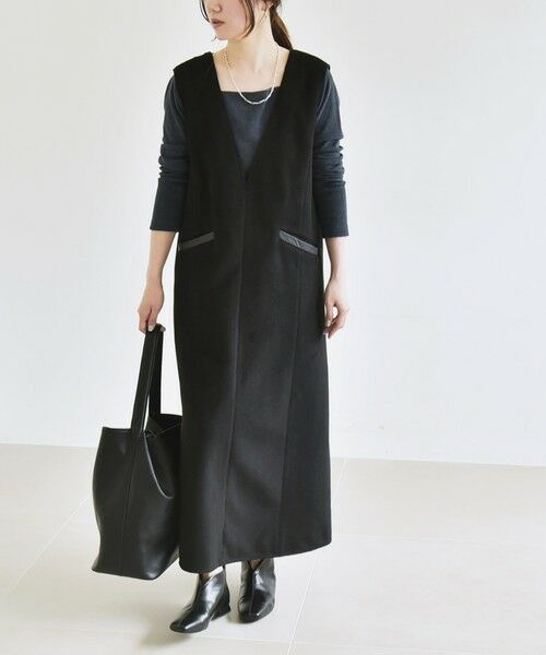 SHIPS / シップス ロング・マキシ丈ワンピース | quaranciel: ジャージー メルトン Vネック ジャンパー スカート | 詳細1