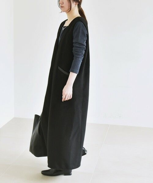 SHIPS / シップス ロング・マキシ丈ワンピース | quaranciel: ジャージー メルトン Vネック ジャンパー スカート | 詳細3