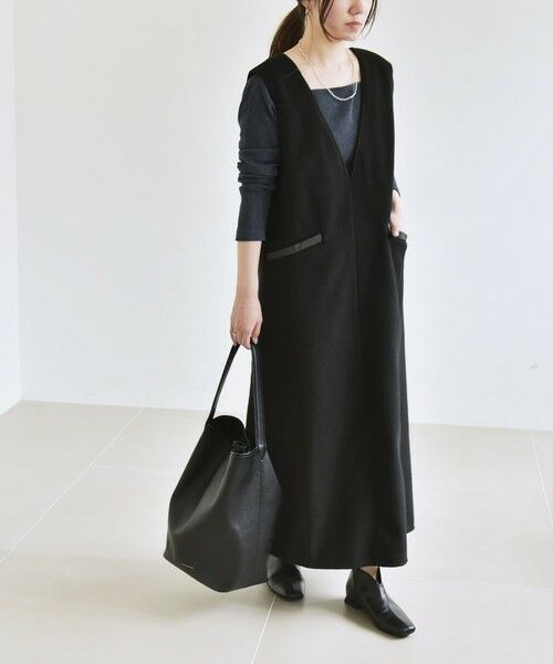 SHIPS / シップス ロング・マキシ丈ワンピース | quaranciel: ジャージー メルトン Vネック ジャンパー スカート | 詳細4