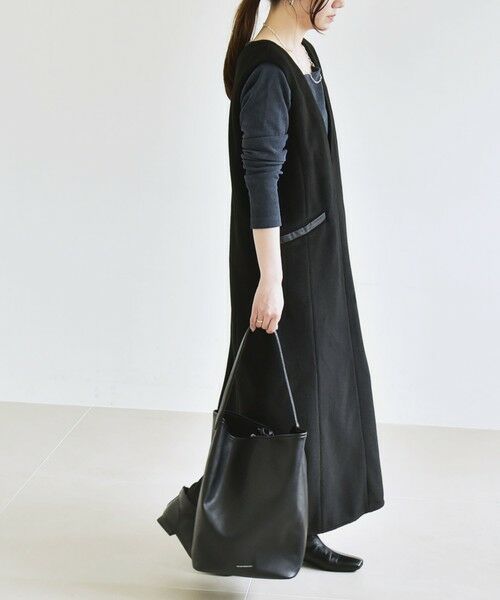 SHIPS / シップス ロング・マキシ丈ワンピース | quaranciel: ジャージー メルトン Vネック ジャンパー スカート | 詳細5