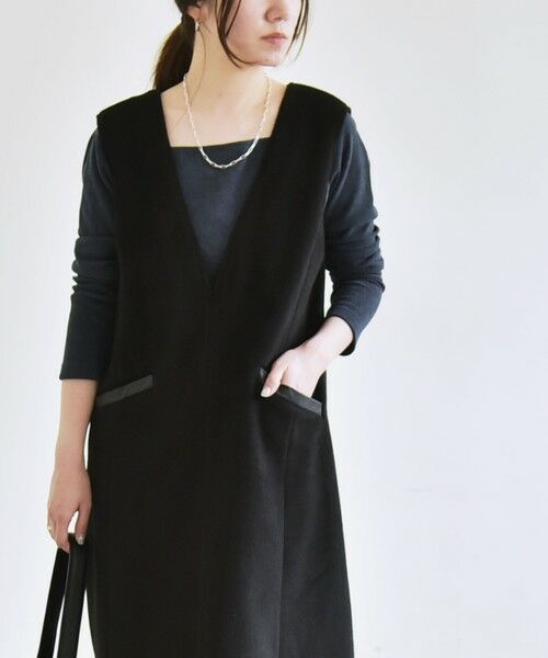 SHIPS / シップス ロング・マキシ丈ワンピース | quaranciel: ジャージー メルトン Vネック ジャンパー スカート | 詳細7
