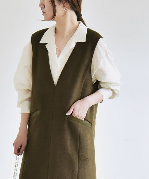 SHIPS / シップス ロング・マキシ丈ワンピース | quaranciel: ジャージー メルトン Vネック ジャンパー スカート | 詳細17