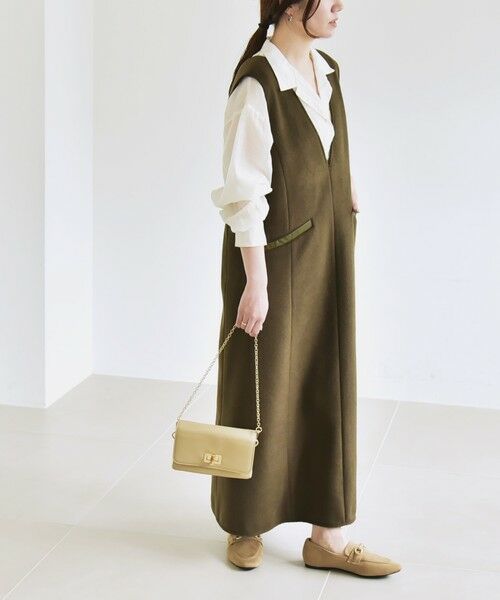 SHIPS / シップス ロング・マキシ丈ワンピース | quaranciel: ジャージー メルトン Vネック ジャンパー スカート | 詳細18