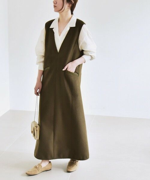 SHIPS / シップス ロング・マキシ丈ワンピース | quaranciel: ジャージー メルトン Vネック ジャンパー スカート | 詳細19