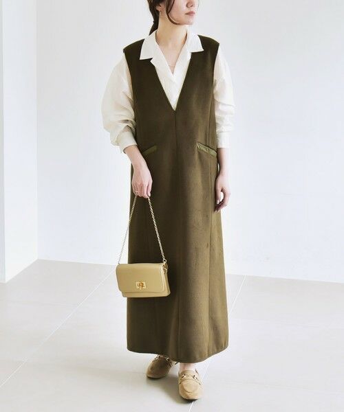 SHIPS / シップス ロング・マキシ丈ワンピース | quaranciel: ジャージー メルトン Vネック ジャンパー スカート | 詳細12