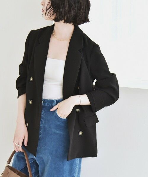 SHIPS for women/シップスウィメン quaranciel:〈手洗い可能〉メッシュ ダブルブレスト テーラード ジャケット 25AW ブラック ONE SIZE SHIPS for women/シップスウィメン quaranciel:〈手洗い可能〉メッシュ ダブルブレスト テーラード ジャケット 25AW ブラック ONE SIZE