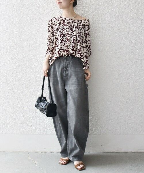 SHIPS / シップス シャツ・ブラウス | SHIPS any:〈洗濯機可能〉フラワー ポリエステル ベロア シャーリング ブラウス | 詳細1