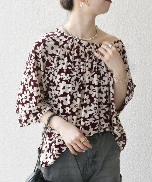 SHIPS / シップス シャツ・ブラウス | SHIPS any:〈洗濯機可能〉フラワー ポリエステル ベロア シャーリング ブラウス | 詳細4