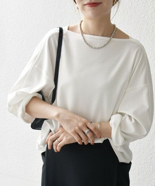 SHIPS / シップス Tシャツ | SHIPS any:〈接触冷感/汗染み防止加工/洗濯機可能〉ボートネック ワイド ロンTEE | 詳細8