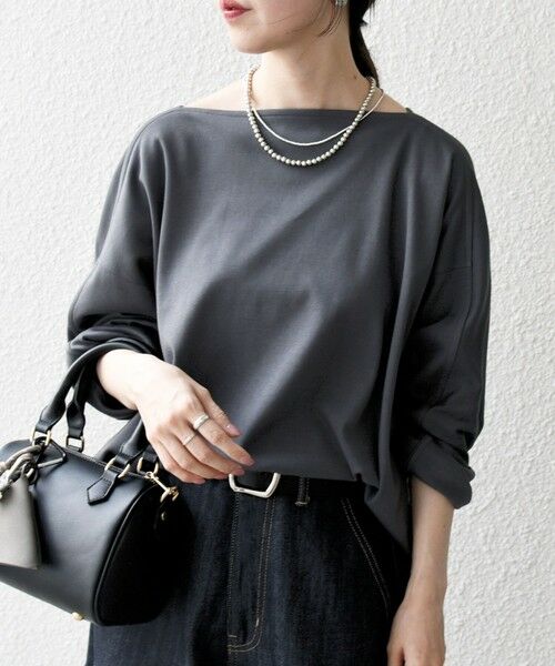 SHIPS / シップス Tシャツ | SHIPS any:〈接触冷感/汗染み防止加工/洗濯機可能〉ボートネック ワイド ロンTEE | 詳細13