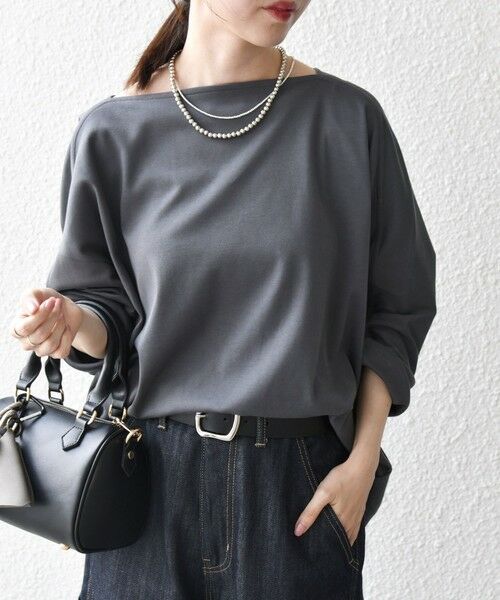 SHIPS / シップス Tシャツ | SHIPS any:〈接触冷感/汗染み防止加工/洗濯機可能〉ボートネック ワイド ロンTEE | 詳細16