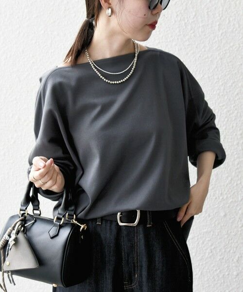 SHIPS / シップス Tシャツ | SHIPS any:〈接触冷感/汗染み防止加工/洗濯機可能〉ボートネック ワイド ロンTEE | 詳細18