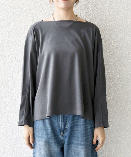 SHIPS / シップス Tシャツ | SHIPS any:〈接触冷感/汗染み防止加工/洗濯機可能〉ボートネック ワイド ロンTEE | 詳細24