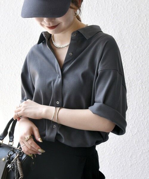 SHIPS / シップス シャツ・ブラウス | SHIPS any:〈接触冷感/汗染み防止加工/洗濯機可能〉ジャージー ワイド シャツ | 詳細13