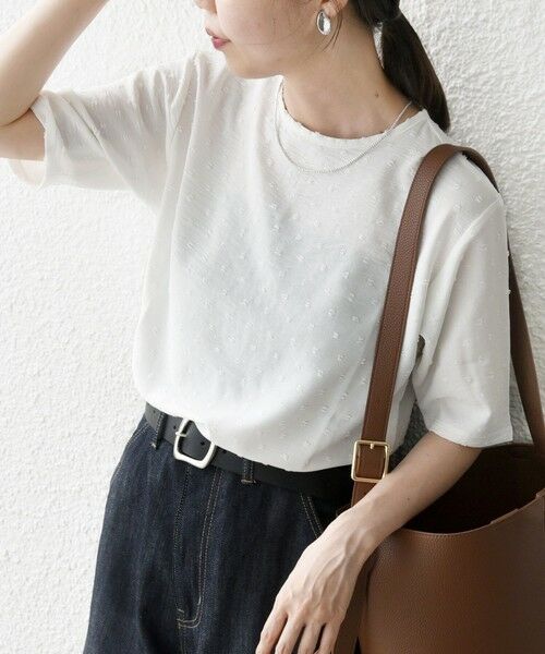 SHIPS / シップス Tシャツ | SHIPS any:〈洗濯機可能〉カットドビー ジャージー クルーネック TEE（ホワイト）