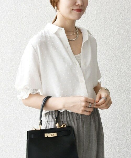 SHIPS for women / シップスウィメン SHIPS any:〈洗濯機可能〉カットドビー ジャージー パフ シャツ SHIPS any:〈洗濯機可能〉カットドビー ジャージー パフ シャツ