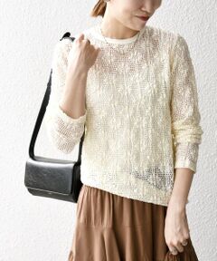 SHIPS / シップス カットソー（半袖以外） | SHIPS any:〈手洗い可能〉フラワー メッシュ クルーネック プルオーバー