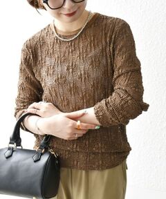 SHIPS / シップス カットソー（半袖以外） | SHIPS any:〈手洗い可能〉フラワー メッシュ クルーネック プルオーバー