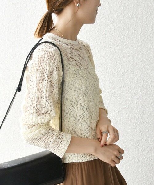 SHIPS / シップス カットソー（半袖以外） | SHIPS any:〈手洗い可能〉フラワー メッシュ クルーネック プルオーバー | 詳細4