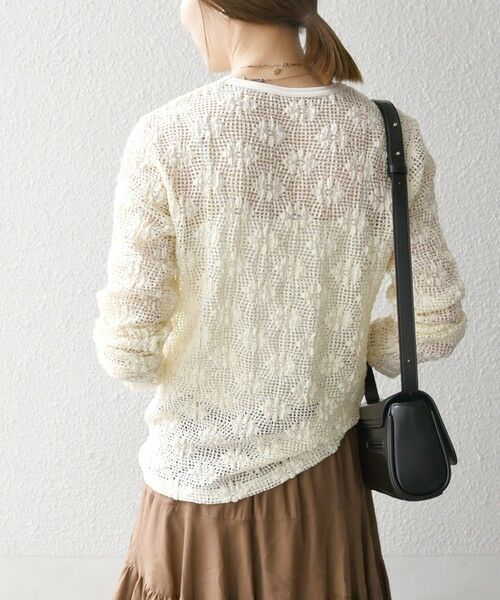 SHIPS / シップス カットソー（半袖以外） | SHIPS any:〈手洗い可能〉フラワー メッシュ クルーネック プルオーバー | 詳細6