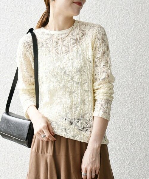 SHIPS / シップス カットソー（半袖以外） | SHIPS any:〈手洗い可能〉フラワー メッシュ クルーネック プルオーバー | 詳細9