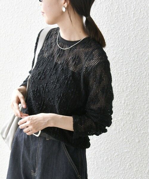 SHIPS / シップス カットソー（半袖以外） | SHIPS any:〈手洗い可能〉フラワー メッシュ クルーネック プルオーバー | 詳細15