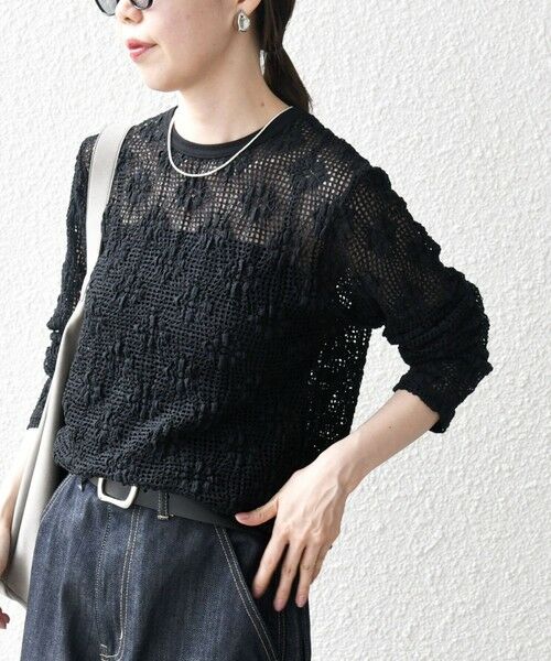SHIPS / シップス カットソー（半袖以外） | SHIPS any:〈手洗い可能〉フラワー メッシュ クルーネック プルオーバー | 詳細21