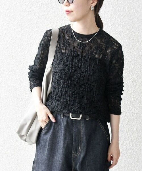 SHIPS / シップス カットソー（半袖以外） | SHIPS any:〈手洗い可能〉フラワー メッシュ クルーネック プルオーバー | 詳細22