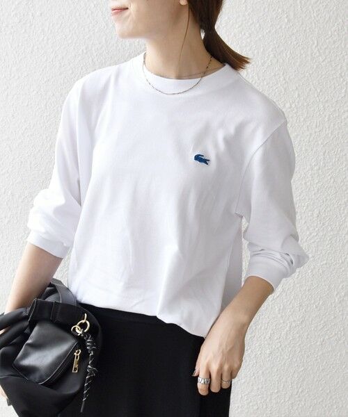 SHIPS for women/シップスウィメン 【SHIPS any別注】LACOSTE:〈洗濯機可能〉ピケ クルーネック ロンT 25AW ホワイト ONE SIZE