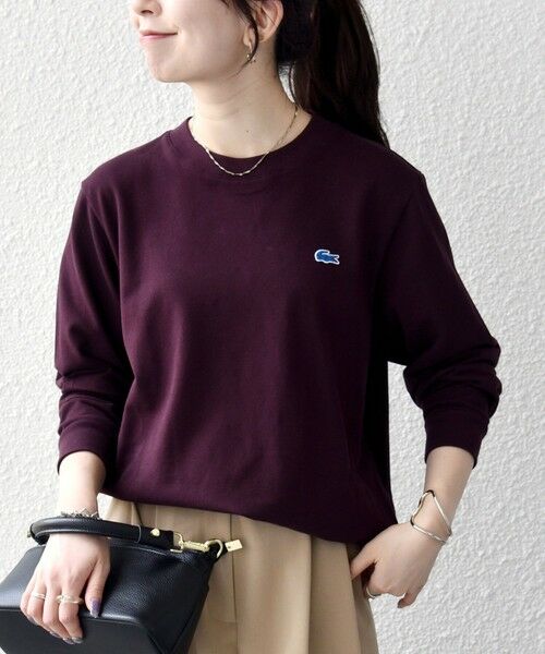 SHIPS / シップス Tシャツ | 《追加予約》【SHIPS any別注】LACOSTE:〈洗濯機可能〉ピケ クルーネック ロンT 26AW（ワイン）