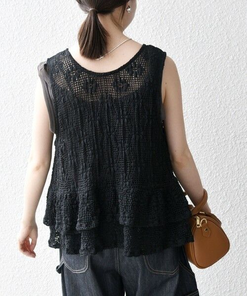 SHIPS / シップス ベスト | SHIPS any:〈手洗い可能〉フラワー メッシュ 2WAY ティアード ペプラム ベスト | 詳細4