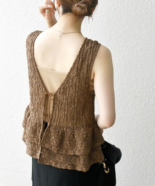 SHIPS / シップス ベスト | SHIPS any:〈手洗い可能〉フラワー メッシュ 2WAY ティアード ペプラム ベスト | 詳細15