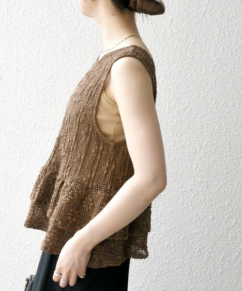 SHIPS / シップス ベスト | SHIPS any:〈手洗い可能〉フラワー メッシュ 2WAY ティアード ペプラム ベスト | 詳細16