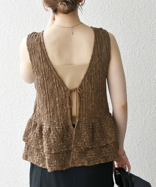 SHIPS / シップス ベスト | SHIPS any:〈手洗い可能〉フラワー メッシュ 2WAY ティアード ペプラム ベスト | 詳細17