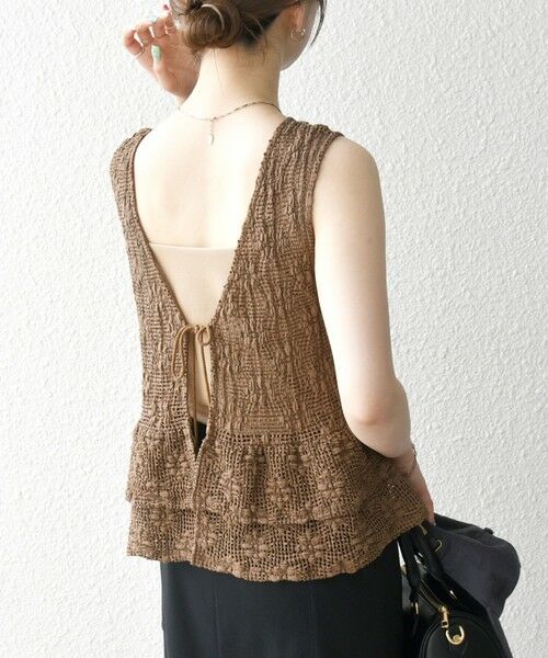 SHIPS / シップス ベスト | SHIPS any:〈手洗い可能〉フラワー メッシュ 2WAY ティアード ペプラム ベスト | 詳細18