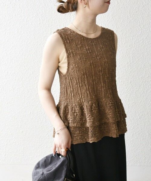 SHIPS / シップス ベスト | SHIPS any:〈手洗い可能〉フラワー メッシュ 2WAY ティアード ペプラム ベスト | 詳細20