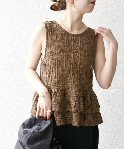 SHIPS / シップス ベスト | SHIPS any:〈手洗い可能〉フラワー メッシュ 2WAY ティアード ペプラム ベスト | 詳細21