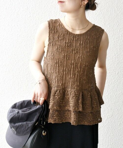 SHIPS / シップス ベスト | SHIPS any:〈手洗い可能〉フラワー メッシュ 2WAY ティアード ペプラム ベスト | 詳細22