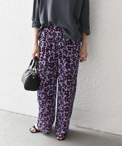 SHIPS for women/シップスウィメン SHIPS any:〈洗濯機可能〉フラワー ポリエステル ベロア ワイド イージー パンツ ブルー ONE SIZE SHIPS for women/シップスウィメン SHIPS any:〈洗濯機可能〉フラワー ポリエステル ベロア ワイド イージー パンツ ブルー ONE SIZE